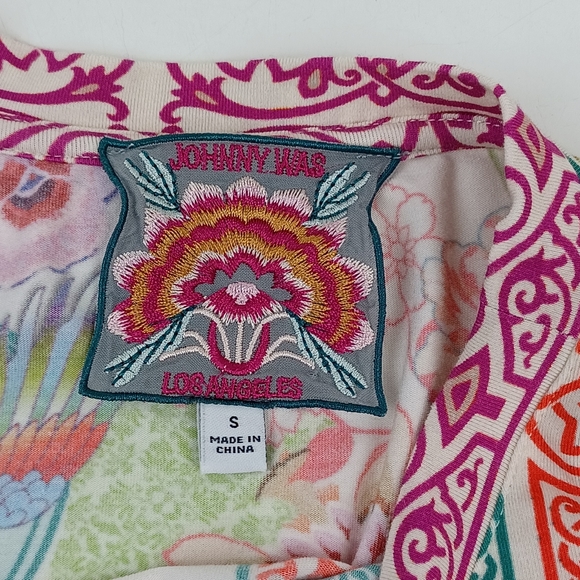 Johnny Was The Janie Favorite Relaxed Knit Midi Dress Size S Floral Bird Stretch - Picture 8 of 11